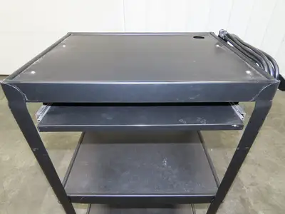 Uline H4607 Mobile Workstation Computer Cart w/Power Strip 26x20"x 29-42"H Black