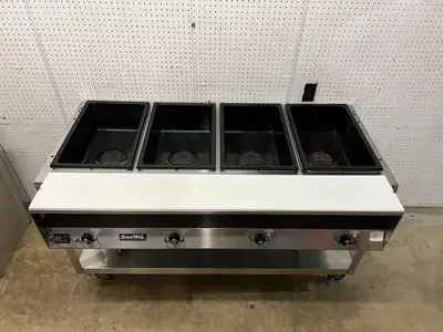 Used Vollrath Used 61" Vollrath Servewell 4 well Stainless Steel Steam Table 120V 2800W - TH1 Steam Tables (Food) Illinois US | Falcon Restaurant Supply #1374928