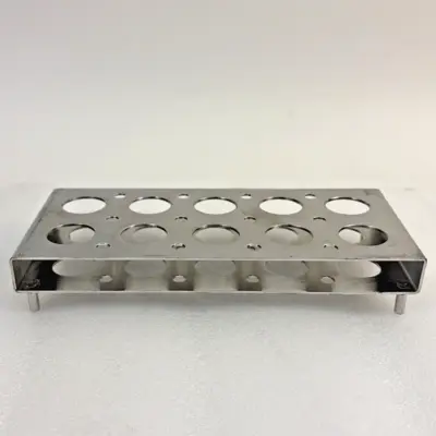 Stainless Steel Sterilizer Freezer Box 8x4x2" with 10-Hole Test Tube Rack