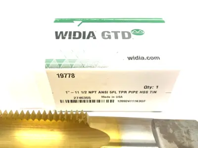 USED WIDIA TAPER PIPE TAP 5-FLUTE NPT/NPTF 1" - 11-1/2 TIN COAT 19778
