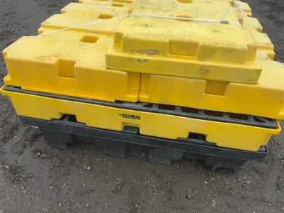(5) Spill Containment Skids for Barrels, three two drum approx. 2’x4’ and two four drum approx. 4’x4...