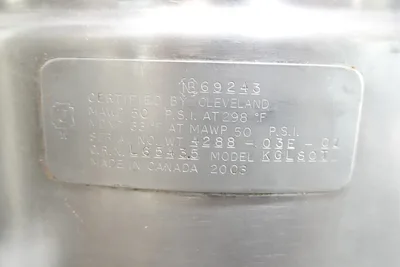 CLEVELAND 80 GALLON NATURAL GAS STEAM JACKETED KETTLE MODEL KGL-80-T