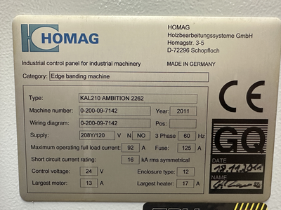 USED HOMAG KAL210