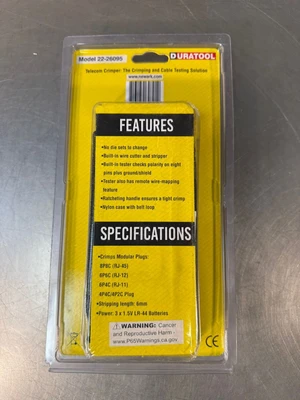 Duratool Telecom Crimper 22-26095 (7.4.2)