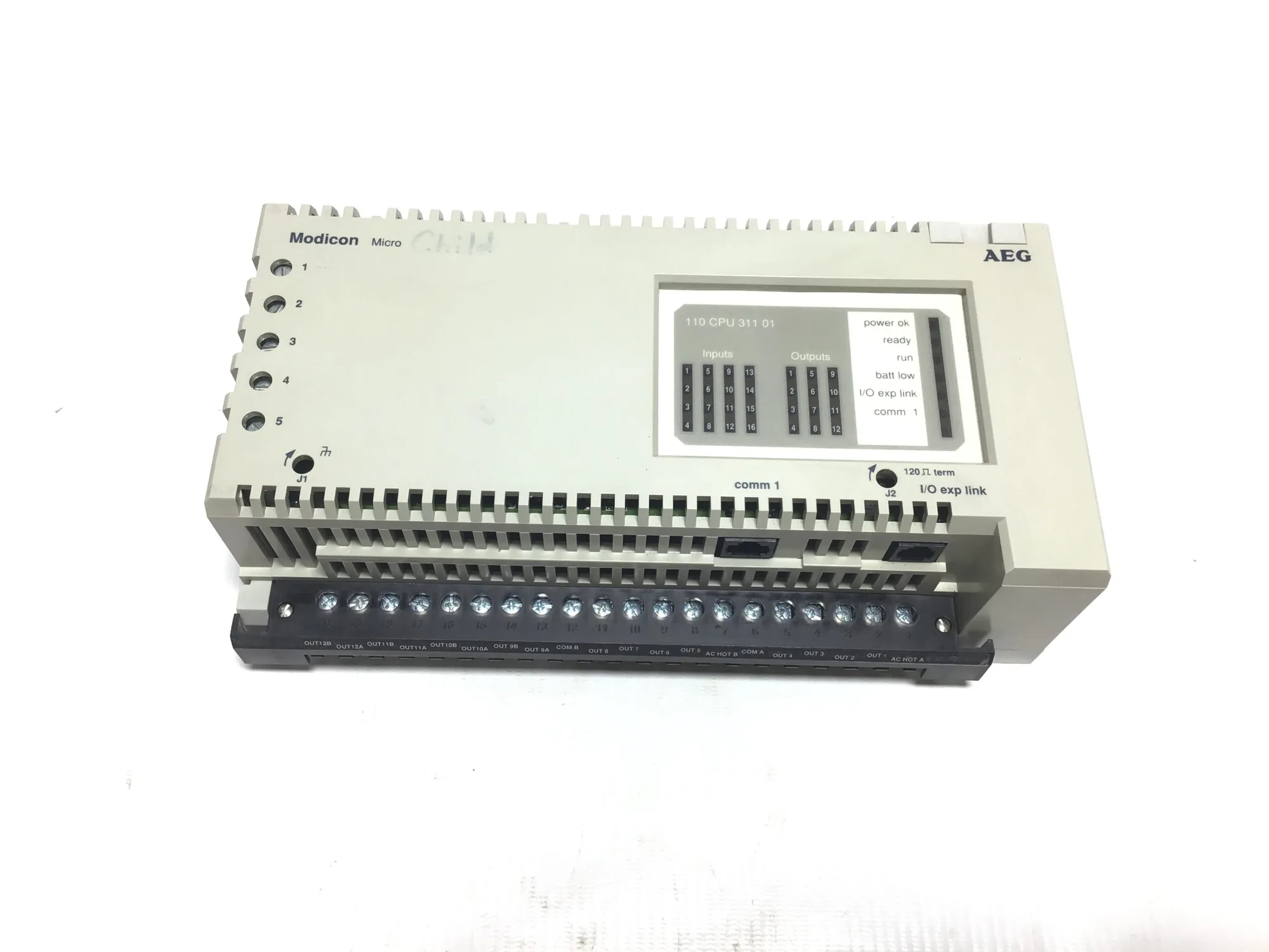 AEG Modicon 110 CPU 311 01 Micro CPU AC PS AC I/O PLC Processor 115V