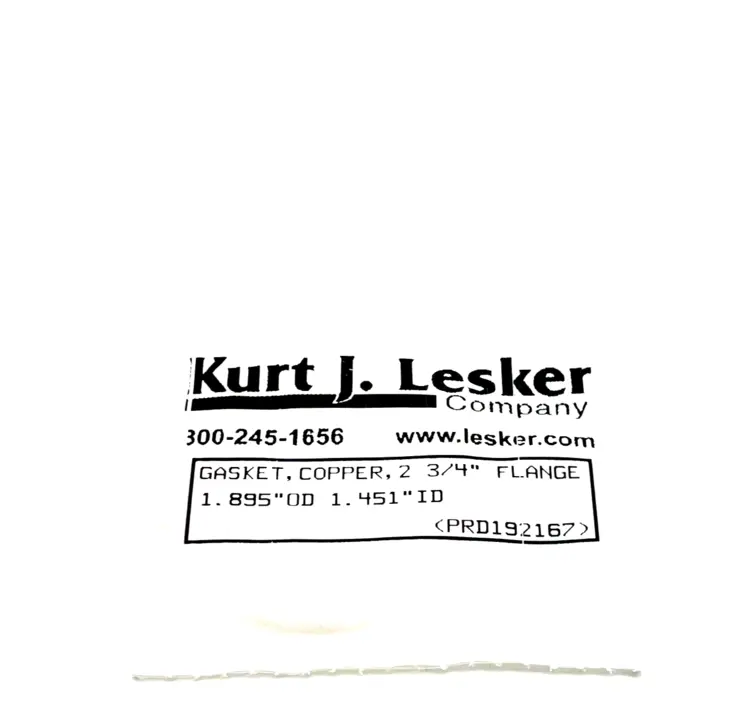 New | in-Stock KURT J. LESKER COPPER GASKET 1.895" OD, 1.451" ID, 2-3/4" FLANGE Seals & Gaskets | Maverick Industrial Sales #1105076