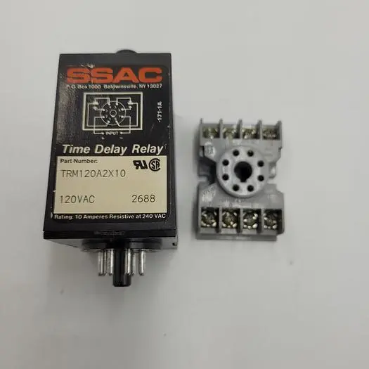 Used SSAC SSAC TIME DELAY RELAY TRM120A2X10 120 VAC 0.1-10 SECONDS & TYCO TIMER BASE 27E122 Timers | ND Industrial Surplus #1218670