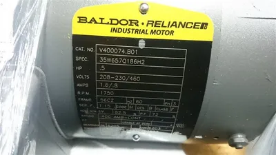 Baldor V400074.B01 Industrial Motor 1/2 HP 208-230/460V 1750 RPM New NIB