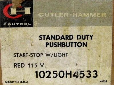NEW CUTLER HAMMER 10250H4533 STANDARD DUTY PUSHBUTTON