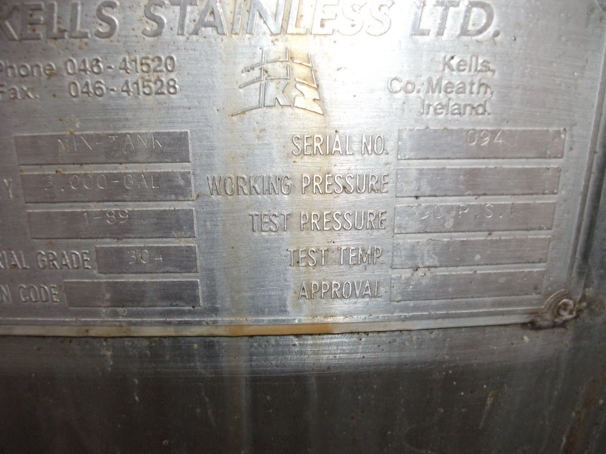 13,500L S/S JKTD Contra Rotational  mixing vessel 5.5 kW
