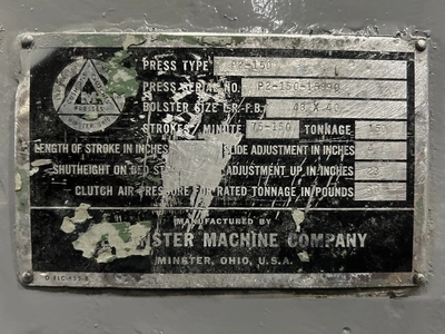 USED MINSTER MINSTER P2-150-48 PRESS