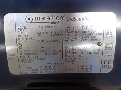 Used 2012 MARATHON LVC 182TTDB6001 AA H Motors (misc) Ohio US | HGR 24 #1128442