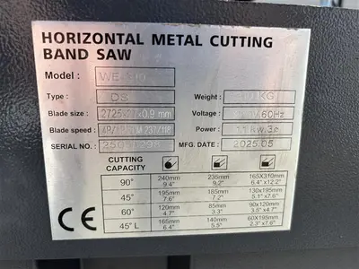 2025 BMT WE-310DSN Horizontal Metal Band Saws | Bud's Equipment Sales (7)