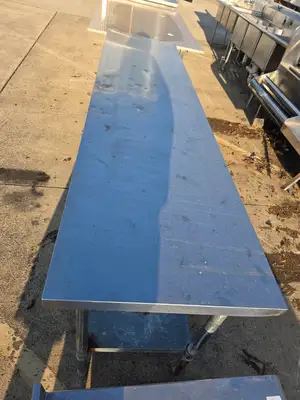 Used Falcon Restaurant Supply Used 97" Stainless Steel Table with shelf - SS334 Food Prep Tables Illinois US | Falcon Restaurant Supply #1375155