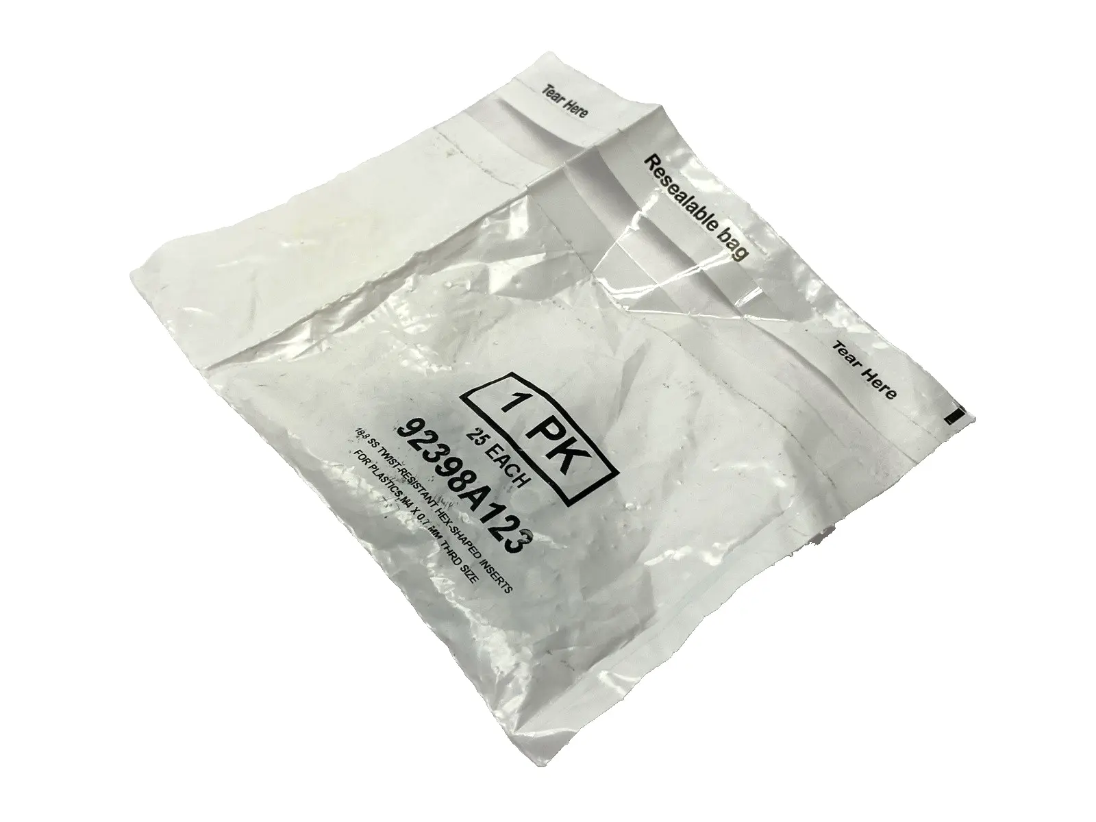92398A123 | Stainless Steel Hex Inserts M4 x 0.7mm PACKAGE OF 25 - New