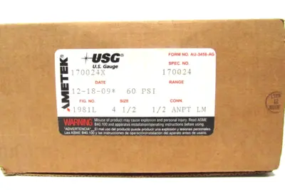 NEW AMETEK 170024X PRESSURE GAUGE 0-60 4-1/2"