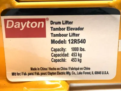 USED DAYTON HOIST 3-POINT DRUM LIFTER