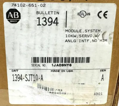 ALLEN BRADLEY 1394-SJT10-A SERVO DRIVE SER. A 1394SJT10A UNUSED SURPLUS