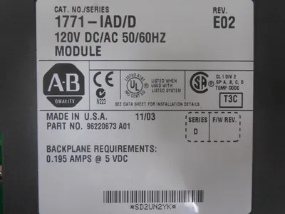 Allen Bradley 1771-IAD/D 120V DC/AC Input Module Rev. E02 Used