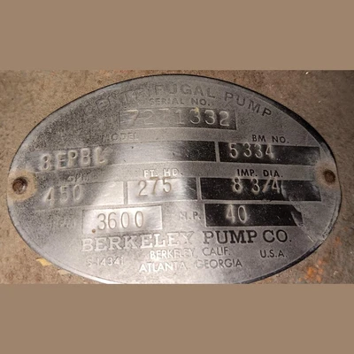 USED BERKELEY PUMP CO. 3EPBL