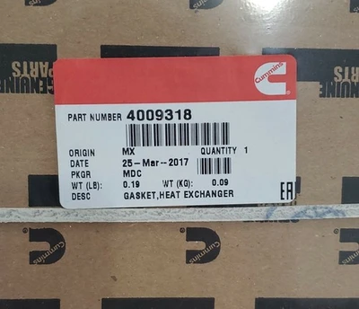 *NEW SEALED* Cummins Genuine Parts 4009318 Heat Exchanger Gasket + Warranty!