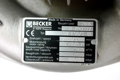 Becker SV 1.50/3-01 Side Channel Vacuum Pump, 0.18/0.21kW, 95/95-100/100mbar