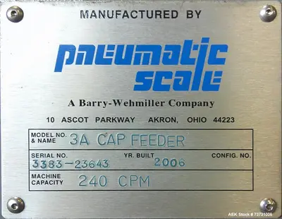 Used PNEUMATIC SCALE TC607 Cappers Chuck - Rotary Illinois US | Aaron Equipment #1515451