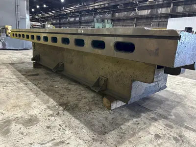 6' X 14'6" HEAVY DUTY T-SLOTTED LAYOUT TABLE ON RAISED BASE: STOCK #21788