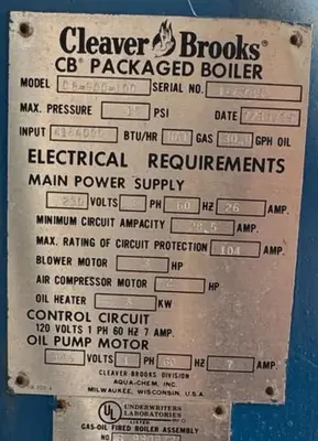 Used 1979 CLEAVER BROOKS CB-900-100 Boilers Ohio US | C3 SURPLUS LLC #1281285