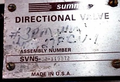 USED SUMMA SVN5-02-119872 DIRECTIONAL VALVE SVN502119872