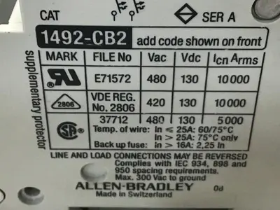 USED ALLEN BRADLEY 1492-CB2/G060 SER A