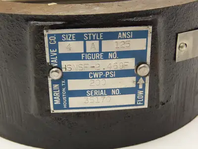 Marlin Valve HSNSF-2.469F Wafer Check Valve Size 4 Dual Disc Spring Loaded