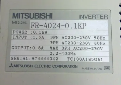 Mitsubishi Electric FR-A024-0.1KP Inverter Drive - FR-PU03 Parameter Unit 1D