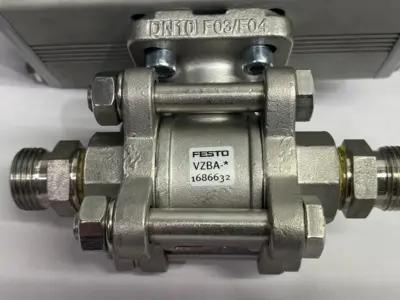 USED FESTO QUARTER TURN ACTUATOR 8047645 W/ 1686632 BALL VALVE