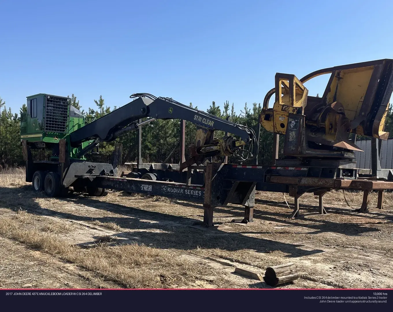 Used 2017 JOHN DEERE 437E KNUCKLEBOOM LOADER W CSI 264 DELIMBER Log Loader Louisiana US | Proxy Equipment #1385172