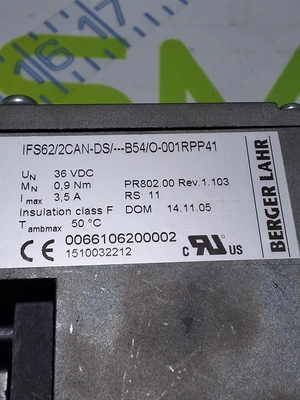 BERGER LAHR IFS62/2CAN-DS/---B54/O-001RPP41 SERVO MOTOR 3,5A