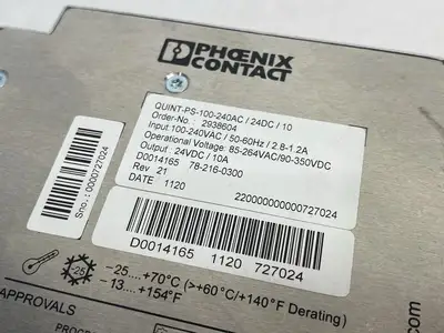 USED PHOENIX CONTACT PRIMARY SWITCHED POWER SUPPLY DAMAGED FACE