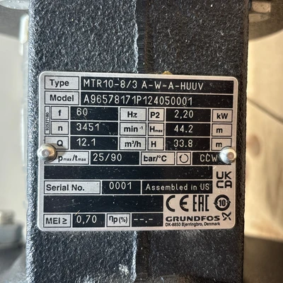 New | in-Stock Grundfos MTR10-8/3 A-W-A-HUUV Pumps Indiana US | J&J Industrial Supply #1568402