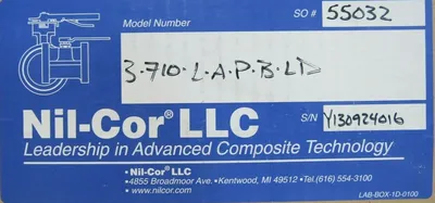 NEW NIL-COR 03-710-L-A-P-B-LD BUTTERFLY VALVE 3" 03710LAPBLD
