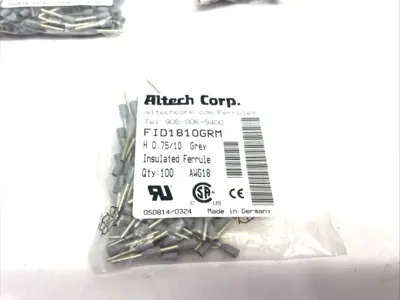 New | in-Stock Altech Insulated Crimp Ferrule 18 AWG (0.75 mm²) 100-PACK, LOT OF 3 Electrical Fittings Michigan US | Maverick Industrial Sales #1390877