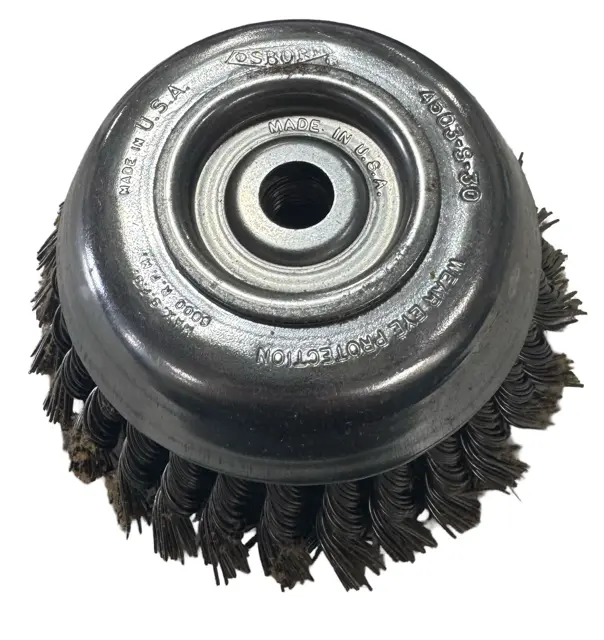 Osborn 6" Knotted Wire Cup Brush 5/8"-11 Arbor .035" Steel Wire USA Made