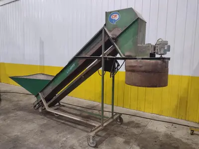 96" CP MFG MODEL #GC-100 "GLASSHOPPER" PORTABLE INCLINED CONVEYOR & GLASS CRUSHER: YOBRO #24416