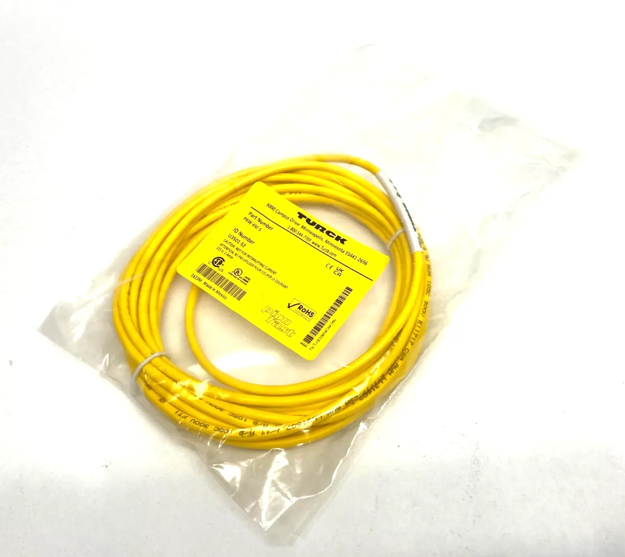 NEW TURCK PICOFAST SINGLE ENDED CORDSET M8 4-PIN U3501-52