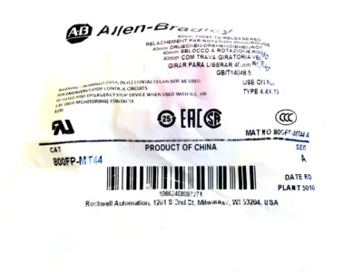 ALLEN BRADLEY 800FP-MT44 PUSHBUTTON SERIES A 800FPMT44 NEW, SURPLUS
