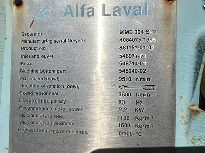 USED 1995 ALFA LAVAL MMB-304-S-11