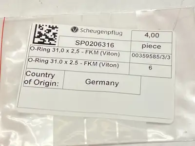 USED SCHEUGENPFLUG O-RING 31,0 X 2,0 FKM LOT OF 4