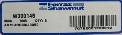 NEW BOX OF 3 FERRAZ SHAWMUT A070URD30LI0350 PROTISTOR FUSE 700V 350A W300146