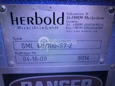 USED 2009 HERBOLD SML 60/100 S7-2 GRANULATOR SYSTEM