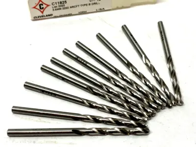 USED CLEVELAND 3.5MM 2222 AIRCRAFT TYPE B DRILL LOT OF 10