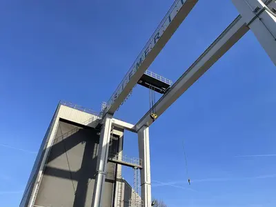 USED SWF GANTRY CRANE 70 TON + 5 TON X 25 METER